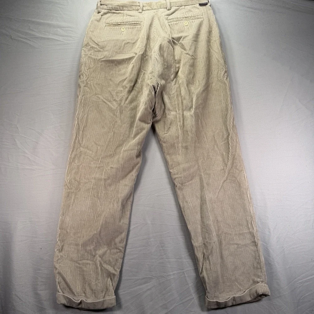 Nautica Corduroy Pants Mens 34x32 Brown Rigger Wide Whale Rayon Cotton